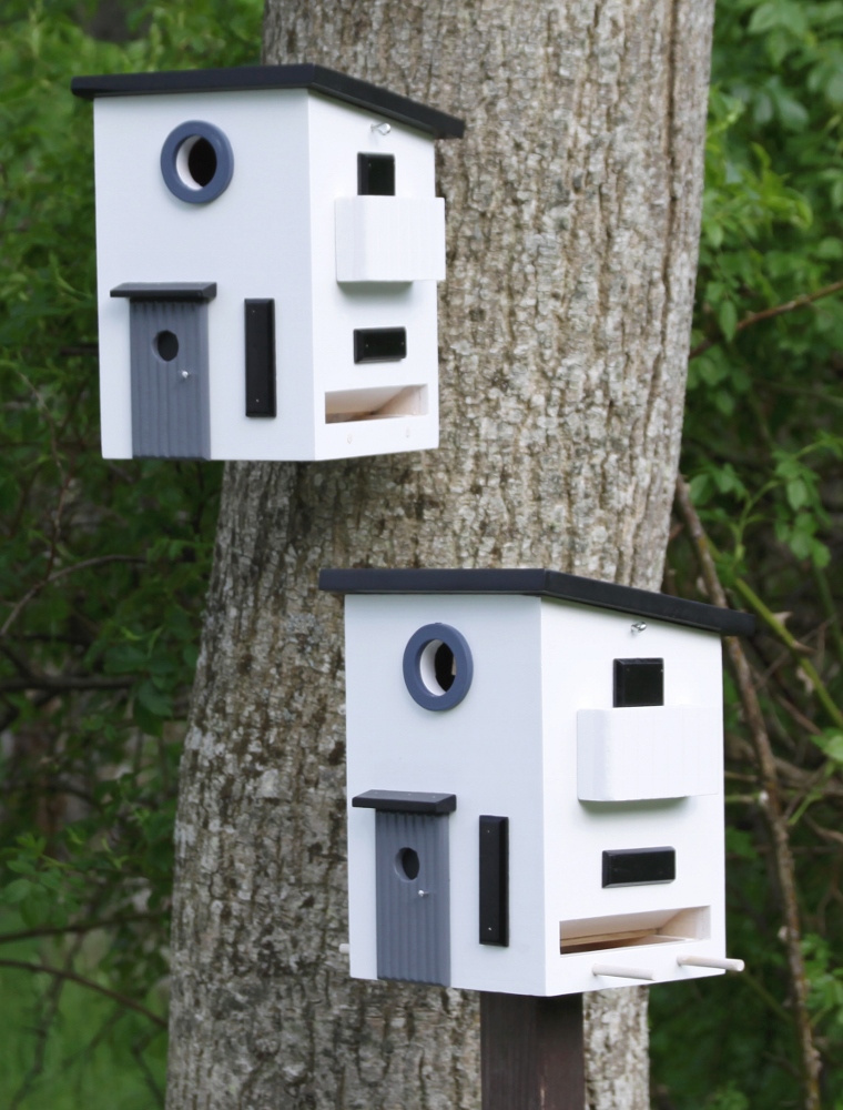 Vogelhuisjes voor de tuin van het Zweedse wildlife Garden